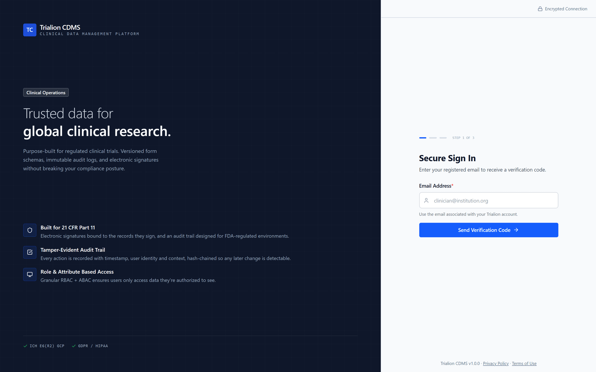 The bare address of the application when nobody is signed in: it leads to the sign-in page.